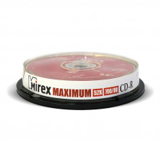 Носители информации CD-R, 52x, Mirex Maximum, Cake/10, UL120052A8L