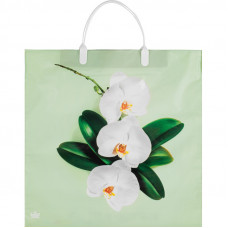 Пакет подарочный пластиковый Орхидея на салатовом 36х37см10шт/уп арт.162157