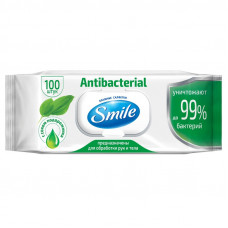 Салфетки влажные SMILE Antibacterial с подорожником 100 шт./уп 42113620