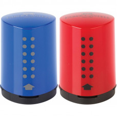 Точилка  Faber-Castell Grip 2001 Mini, 1 отв.  контейнер, красная/синяя