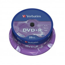 Носители информации DVD+R, 16x, Verbatim Azo Matt Silver, Cake/25, 43500