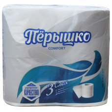 Бумага туалетная  ПЕРЫШКО  Cotton трехслойная 4 рул/уп