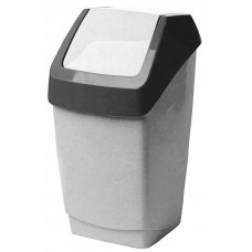 Ведро мусорное 7 л пластиковое, с подвижной крышкой ХАПС, серый мрамор