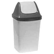Ведро мусорное 25л пластиковое, подвижная крышка СВИНГ, серый мрамор