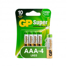 Батарейки GP Super AAA/LR03/24A алкалин., бл/4