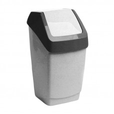 Ведро мусорное 7л, пластиковое, с подвижной крышкой ХАПС, серый мрамор