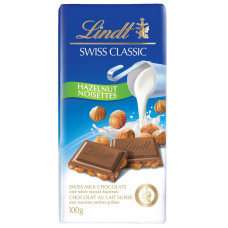 Шоколад Lindt швейцарский молочный с обжаренным цельным фундуком, 100г