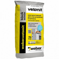 Клей для газо-, пенобетонных блоков Weber.Vetonit Block Winter, 25кг (1001884)