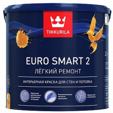 Краска водоэмульсионная EURO 2 SMART глубокоматовая, белая, Tikkurila (2,7л)