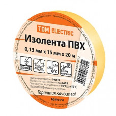 Изолента ПВХ 0,13*15мм Желтая 20м TDM SQ0526-0012