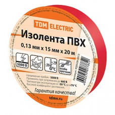 Изолента ПВХ 0,13*15мм Красная 20м TDM SQ0526-0013