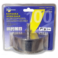 Коронка-сверло алмазное, 100 x 35мм, по керамике и стеклу, центр. сверло, трехгран.хвостовик, 