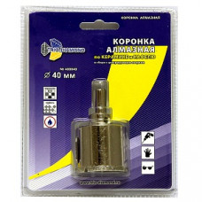 Коронка-сверло алмазное, 40 x 35мм, по керамике и стеклу, центр. сверло, трехгран.хвостовик, 