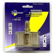 Коронка-сверло алмазное, 68 x 35мм, по керамике и стеклу, центр. сверло, трехгран.хвостовик, 