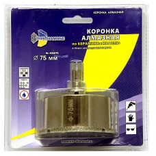 Коронка-сверло алмазное, 75 x 35мм, по керамике и стеклу, центр. сверло, трехгран.хвостовик, 
