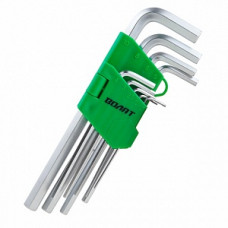Ключи имбусовые, 1,5-10 мм, HEX, 45x, 9шт., удлиненные, хром 