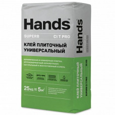 Клей плиточный универсальный Hands Superb PRO (C1 T), 25 кг