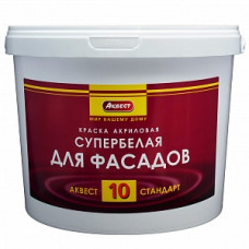 Краска фасадная акриловая АКВЕСТ-10 Стандарт, супербелая, матовая, 7кг