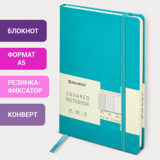 Блокнот А5 (148х218 мм), BRAUBERG ULTRA, балакрон, 80 г/м2, комбинированный блок, 100 л., бирюза, 113071