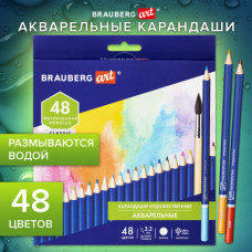 Карандаши художественные цветные акварельные BRAUBERG ART CLASSIC, 48 цветов, грифель 3,3 мм, 181532