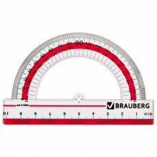 Транспортир 10 см, 180 градусов, пластиковый, BRAUBERG 