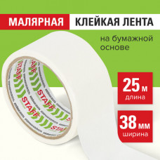 Клейкая лента малярная креппированная 38 мм x 25 м, STAFF, 229059