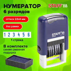 Нумератор 6-разрядный STAFF, оттиск 22х4 мм, 