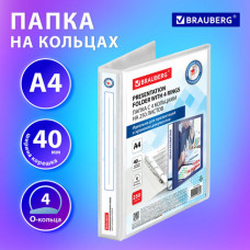 Папка ПАНОРАМА на 4 кольцах, ПРОЧНАЯ, картон/ПВХ, BRAUBERG 