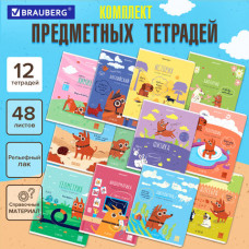 Тетради предметные, КОМПЛЕКТ 12 ПРЕДМЕТОВ, 48 л., TWIN-лак, BRAUBERG, 