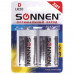 Батарейки КОМПЛЕКТ 2 шт, SONNEN Alkaline, D (LR20, 13А), алкалиновые, в блистере, 451091