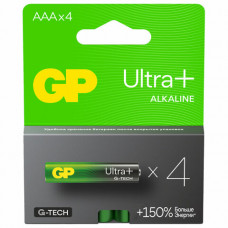 Батарейки КОМПЛЕКТ 4 шт., GP Ultra Plus, AAA (LR03, 24 А), алкалиновые, мизинчиковые, 24AUPNEW-2CR4