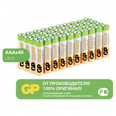 Батарейки GP Super, AAA (LR03, 24А), алкалиновые, мизинчиковые, КОМПЛЕКТ 40 шт., 24A-2CRVS40, GP 24A-2CRVS40