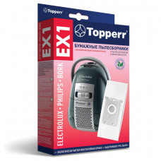 Мешок для пылесоса (пылесборник) бумажный TOPPERR EX1, ELECTROLUX, PHILIPS, BORK, КОМПЛЕКТ 5 шт., 1010