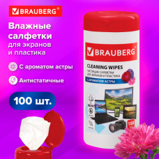 Салфетки для экранов всех типов и пластика BRAUBERG с ароматом 