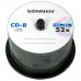 Диски CD-R SONNEN 700 Mb 52x Cake Box (упаковка на шпиле), КОМПЛЕКТ 50 шт., 512570