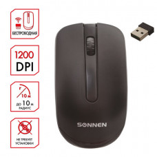 Мышь беспроводная SONNEN M-3032, USB, 1200 dpi, 2 кнопки + 1 колесо-кнопка, оптическая, черная, 512640