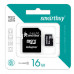 Карта памяти microSDHC, 16 GB, SMARTBUY, 10 Мб/сек. (class 10), с адаптером, SB16GBSDCL10-01