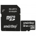 Карта памяти micro SDHC, 32 GB, SMARTBUY, 10 Мб/сек. (class 10), с адаптером, SB32GBSDCL10-01