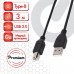 Кабель USB 2.0 AM-BM, 3 м, SONNEN Premium, медь, для подключения принтеров, сканеров, МФУ, плоттеров, экранированный, черный, 513129