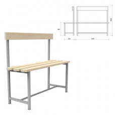 Скамья со спинкой деревянная на металлокаркасе 