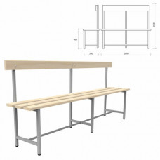 Скамья со спинкой деревянная на металлокаркасе 