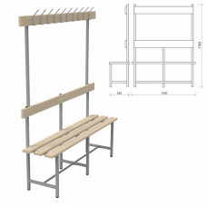 Скамья с вешалкой, спинкой 
