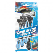 Бритвы одноразовые КОМПЛЕКТ 5 шт. LASER SPORT 3 (аналог Gillette Blue 3), три лезвия, 836801005629